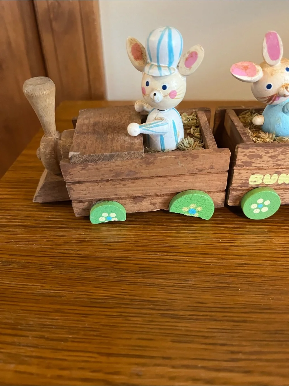 Vintage Wooden Easter Bunny Train